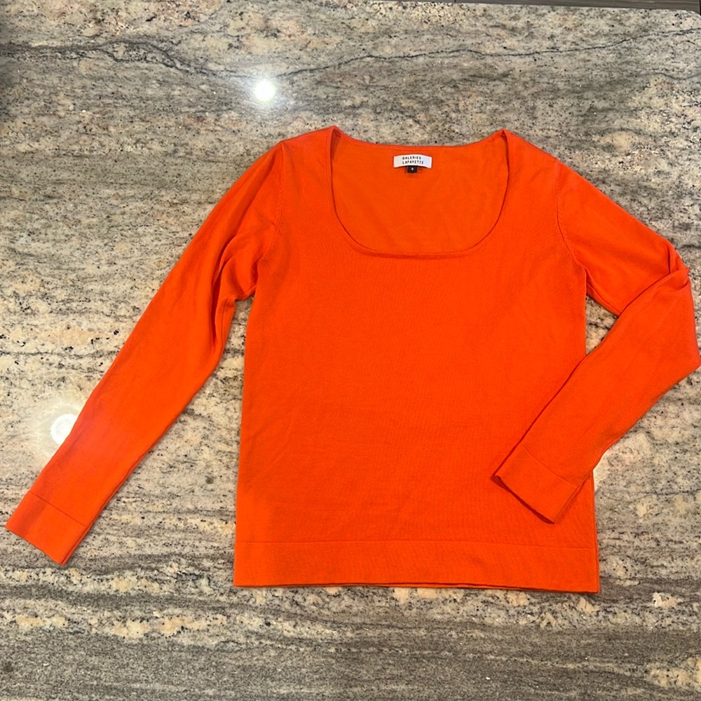 NWOT 🧡 Galeries Lafayette Sz S / 4 Premium Merino & Silk Blend Knit Sweater